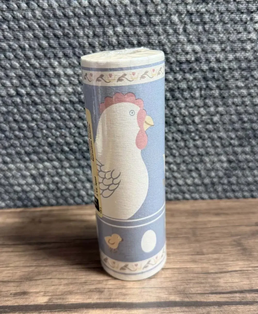Country Blue Chicken Wallpaper Border Farmhouse Cottage Decor 5yds NEW Old Stock
